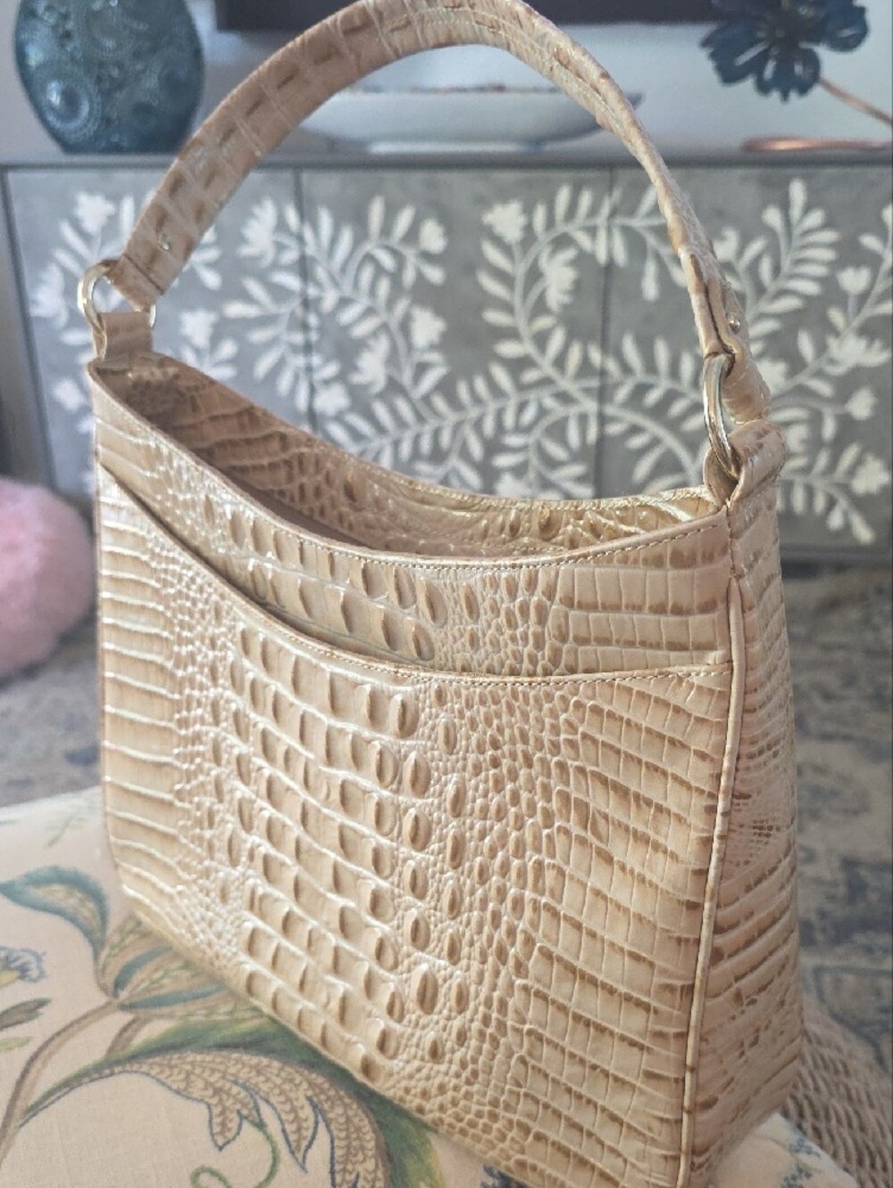 Brahmin Cream Croc-Embossed Shoulder Bag - Picture 3 of 7
